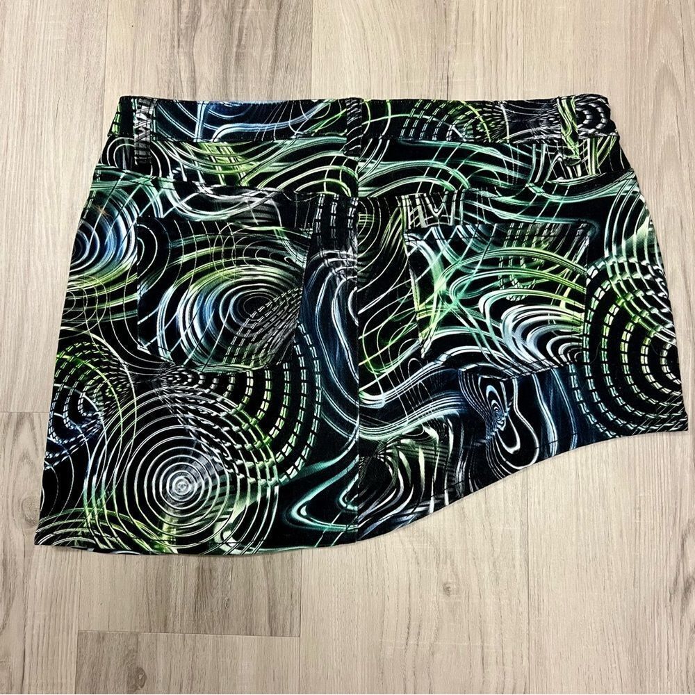 Horoscopez x Dolls Kill asymmetrical denim skirt psychadelic print szS & L - Picture 15 of 15